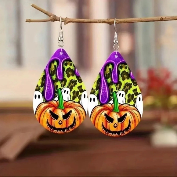 Halloween Pumpkin Earrings - Picture 3 of 3